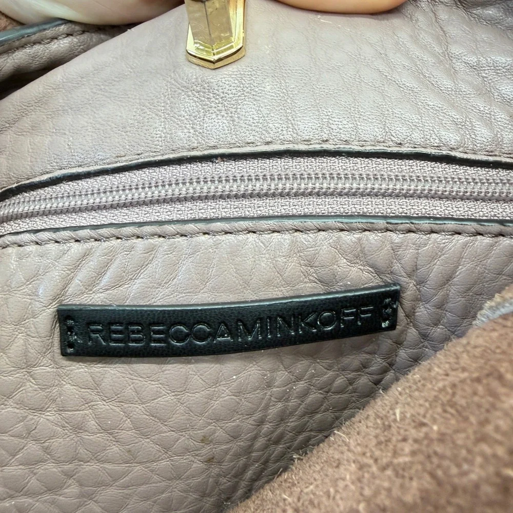 Rebecca Minkoff Darren Taupe Pebbled Leather Small Hobo Crossbody Bag HF18IDND28